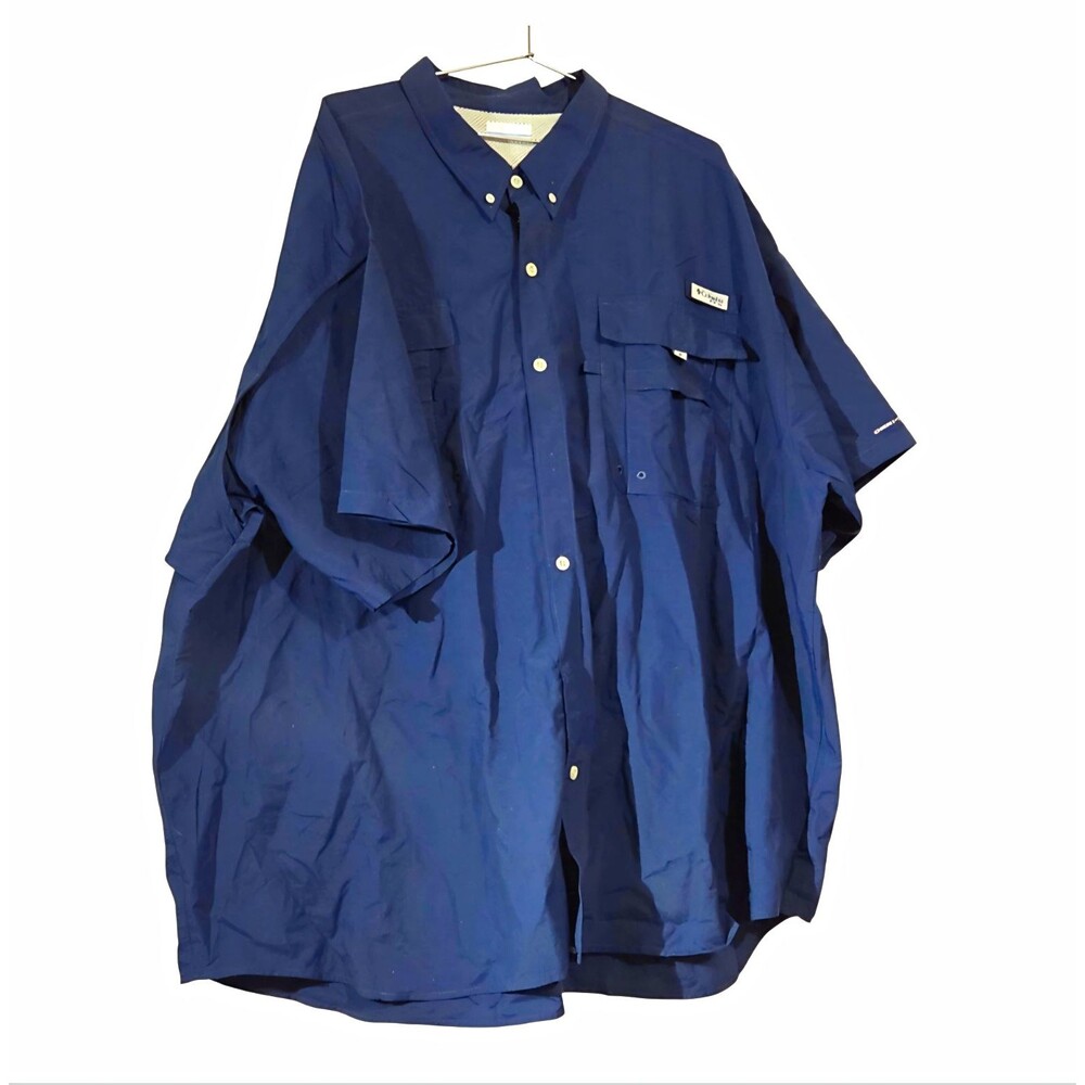 Columbia PFG Bahama II Short Sleeve Fishing Shirt 5XL Navy Vented UPF 50